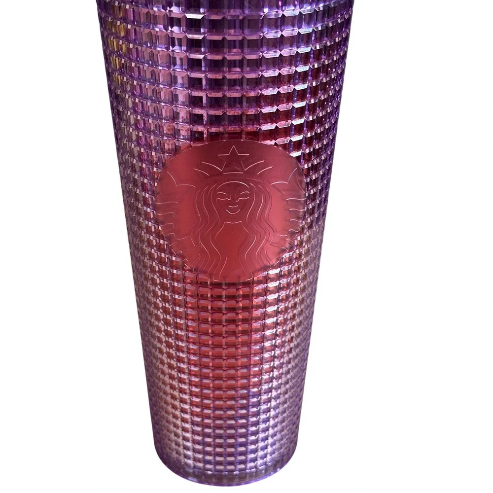 Starbucks Purple Pink Ombre Grid‎ Studded Venti Cold Cup Tumbler 24oz NEW